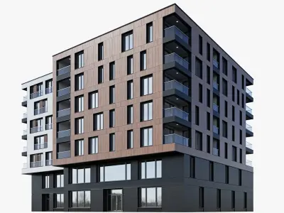 Modern residential building 6 3D model purchase