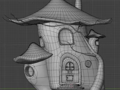 Mushroom House Low-poly 3D model 7