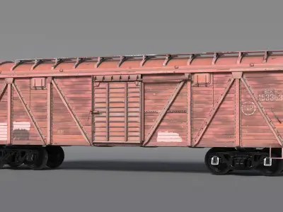Worn Cargo Wagon Red 3D model
