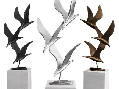 Birds modern art Low-poly 3D model