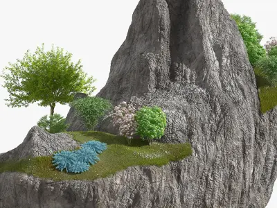Floating Forest Cliff 3D model