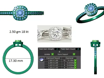Ladies Ring 38 Collection With Diamond setting 3D print model