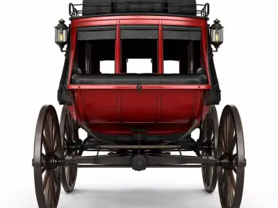 Crimson Frontier Western Stagecoach Luxury Period Carriage 3D model