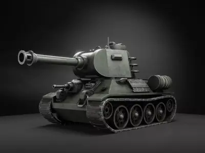 Stylized battle tank T-34 Low-poly 3D model