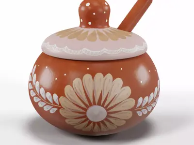 Handmade clay pot 3D model