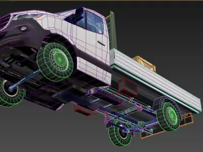 Mercedes Benz Sprinter 2020 Pickup truck L2 drop side low poly  Low-poly 3D model