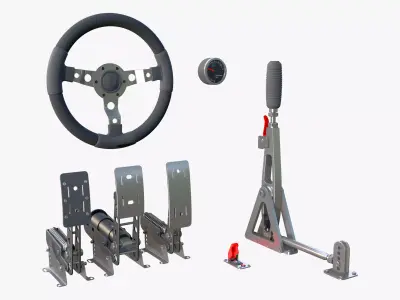 Steering Wheel Pedal Handbrake Racing Kit M1 3D model