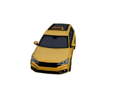 Low Poly Station Taxi Car Vehicle Model PBR Texture Low-poly 3D model