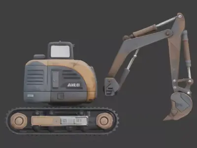 Stylized Chibi Tracked Excavator 3d Low-poly 3D model