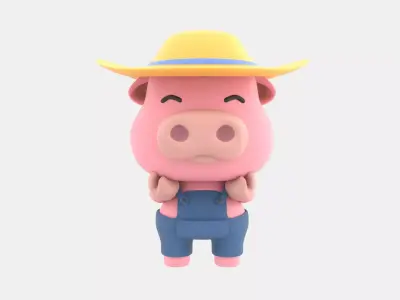 Cute Pig 3D Illustration 3D model