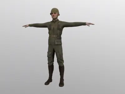WW2 Soldier Man - Maya Rig - High Quality Textured 3D model