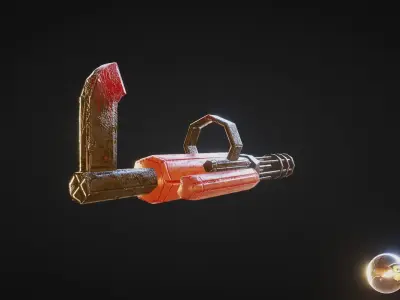 Minigun stylised 3D model for game Low-poly 3D model