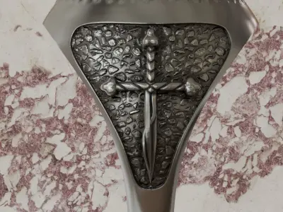 Knight Templar Ring with Cross Pattee and Symbols of the Order 3D print model