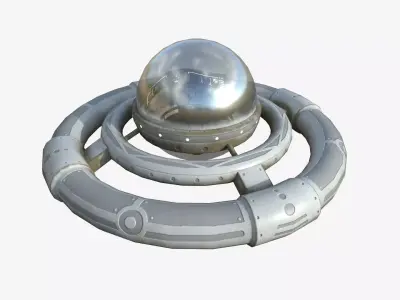 Alien Spaceship UFO E09 Full White - Sci Fi Spacecraft Design Low-poly 3D model