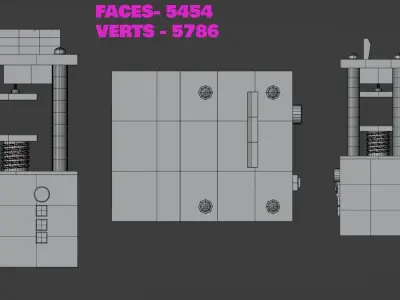 Press mechanism Low-poly 3D model