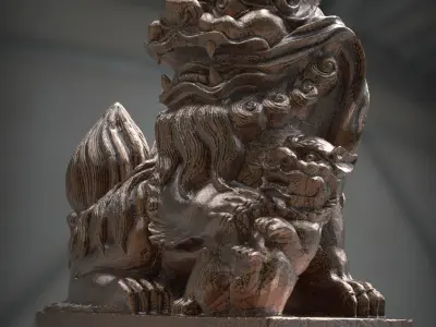Collection of Stone Lion Statues Bronze Statues 3D print model