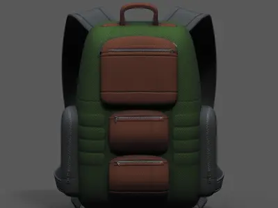 Backpack bag baggage Color 3d low poly Low-poly  Low-poly 3D model