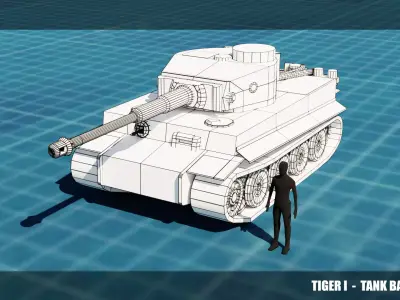 Tiger I Tank Base Mesh Low-poly 3D model