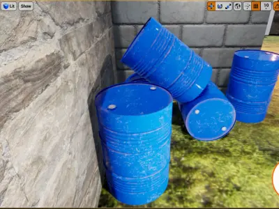 barrel metal blue Low-poly 3D model