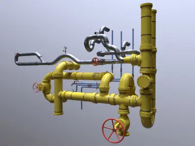 Modular Industrial Pipes - 42 Pieces Low-poly 3D model