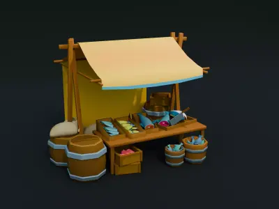 Medieval Markets Pack DEMO Free low-poly 3D model
