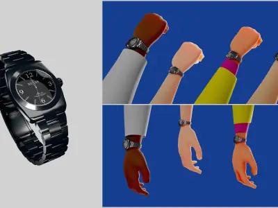 Stainless Steel Watch - Rexas Watch Rigged 3D model