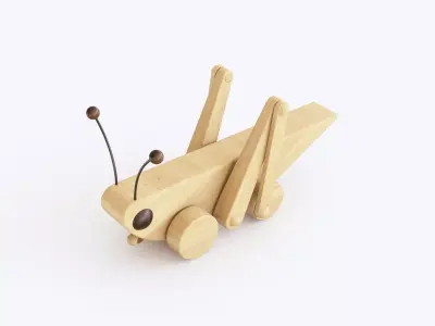 Wooden toy grasshopper 3D model