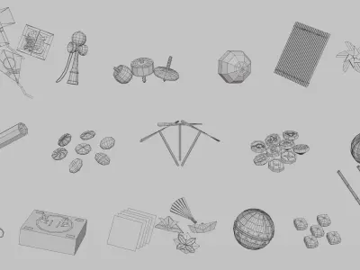 Japanese Toys Pack Low-poly 3D model