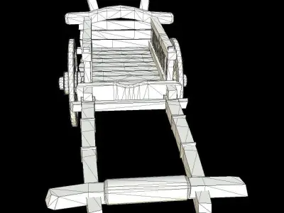 HIE Game Ready Old Wood Cart  D180403 Low-poly 3D model