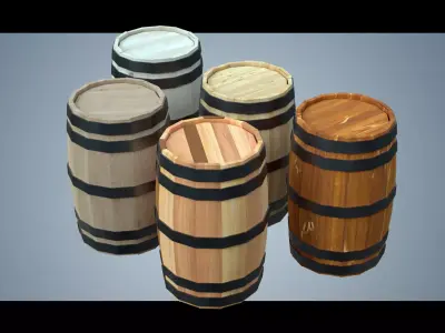 Wooden Barrel  Low-poly 3D model