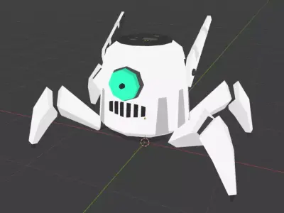 Low-poly Stylized Quadrapod Robot Low-poly 3D model