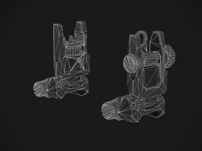 Defiance Low Profile Picatinny Flip Up Sights Low-poly 3D model