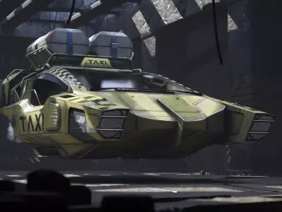 AVIO-8 Cyberpunk Hover Taxi Low-poly 3D model