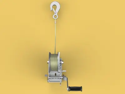 STANDARD MANUAL HAND LEVER CRANK WINCH HOIST WIRE LIFTING CRANE 3D model