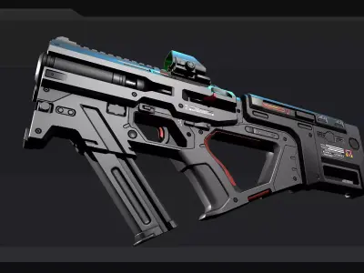 AK4 - MachineGun Low-poly 3D model