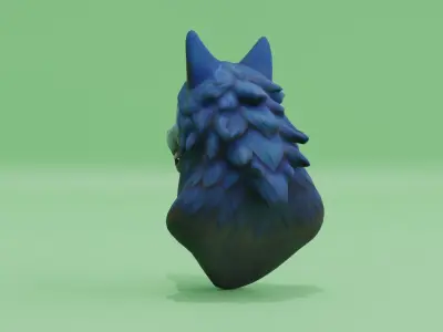 Wolf Head Stylized Low-poly 3D model
