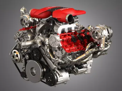 F8 Tributo Engine - V8 Twin Turbo Engine  3D model