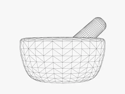 Ancient Stone Mortar And Pestle Low-poly 3D model