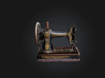 Antique Sewing Machine Low-poly 3D model