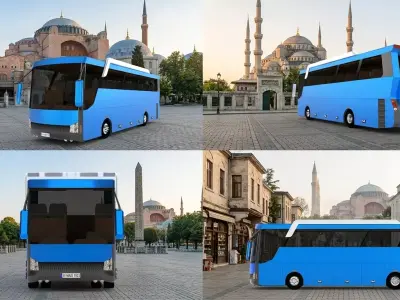 bus travel bus long-distance bus tour bus Low-poly 3D model