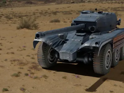 tank panhard EBR LOW POLY Low-poly 3D model