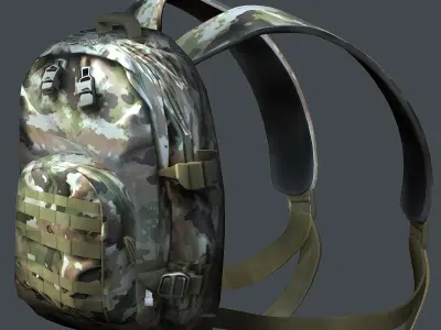 Backpack military combat Black baggage bag luggage Low-poly 3D model
