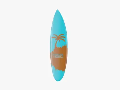 Surfboard 2 with palm tree 3D model