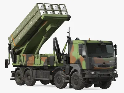SAMP-T Medium Range Air Defense Missile System Rigged 3D model