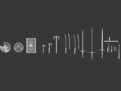 Melee Weapons Asset Pack- Handheld High Definition Bundle Low-poly 3D model