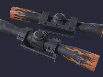 The sight is short FX II SCOUT 2-5X28 DUPLEX Low-poly 3D model
