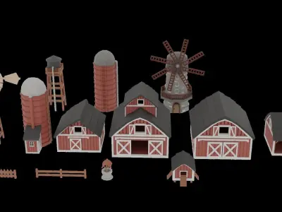  FARM BUILDINGS PACK 4K Low-poly 3D model