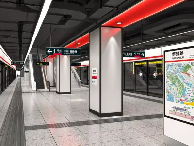 Design of Platform Space in Subway Stations 3D model