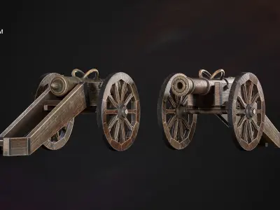 Medieval Cannon Low-poly 3D model