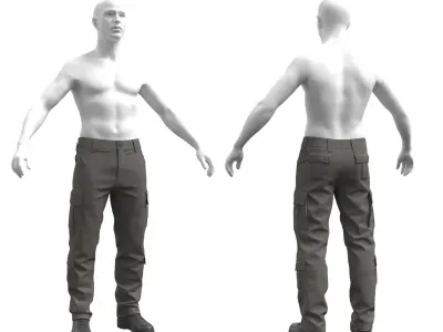 Male Tactical Cargo Pants - Marvelous Designer 3D model